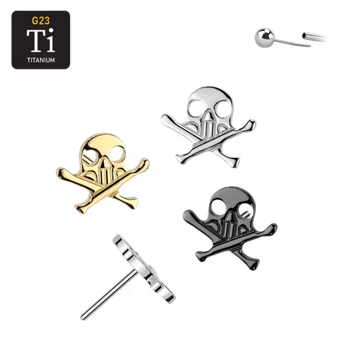 Threadless topp i titanium - Dödskalle med ben