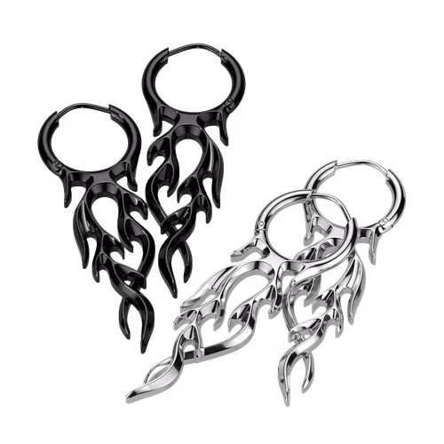 Hoop huggie örhänge med hängande flammor (par)