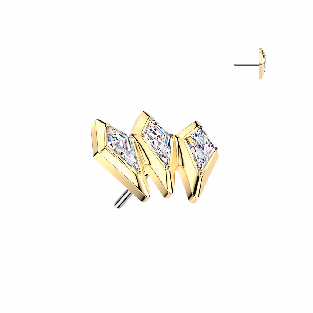 Threadless topp i titanium - 3st cubic zirconia / spjutspetsar