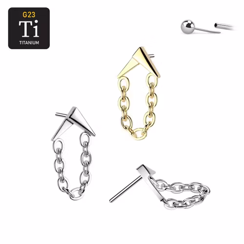 Threadless topp i titanium - V-formad topp med kedja