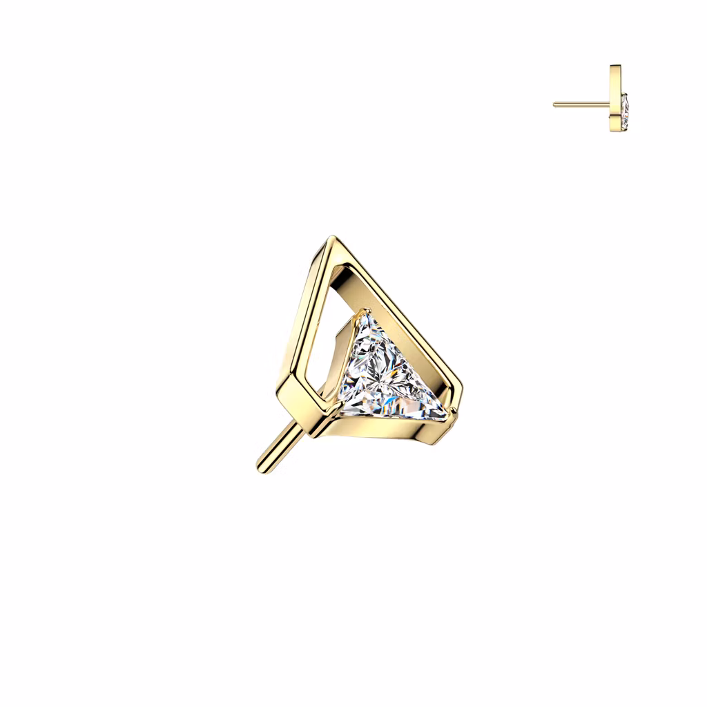 Threadless topp i titanium - V-formad med triangelformad cubic zirconia