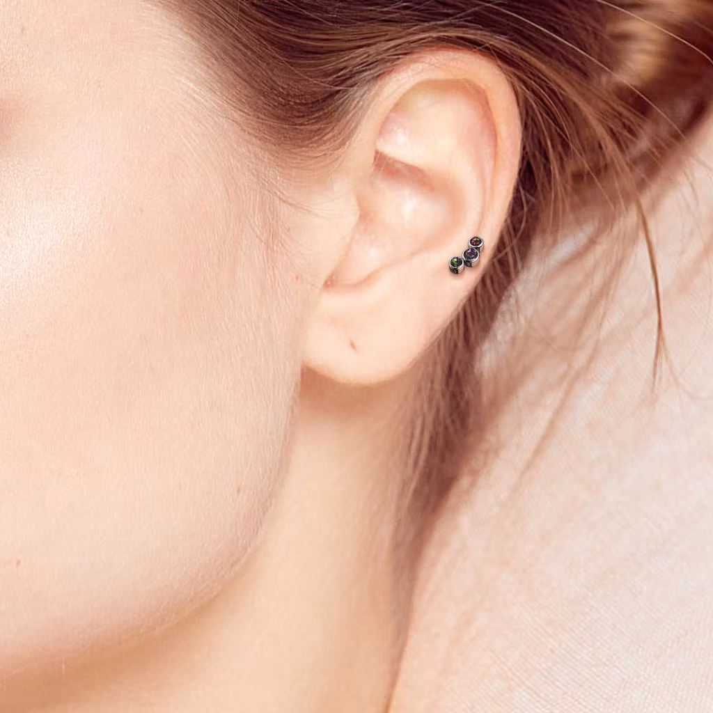 Titanium barbell 1.2mm - Topp med 3st cubic zirconia