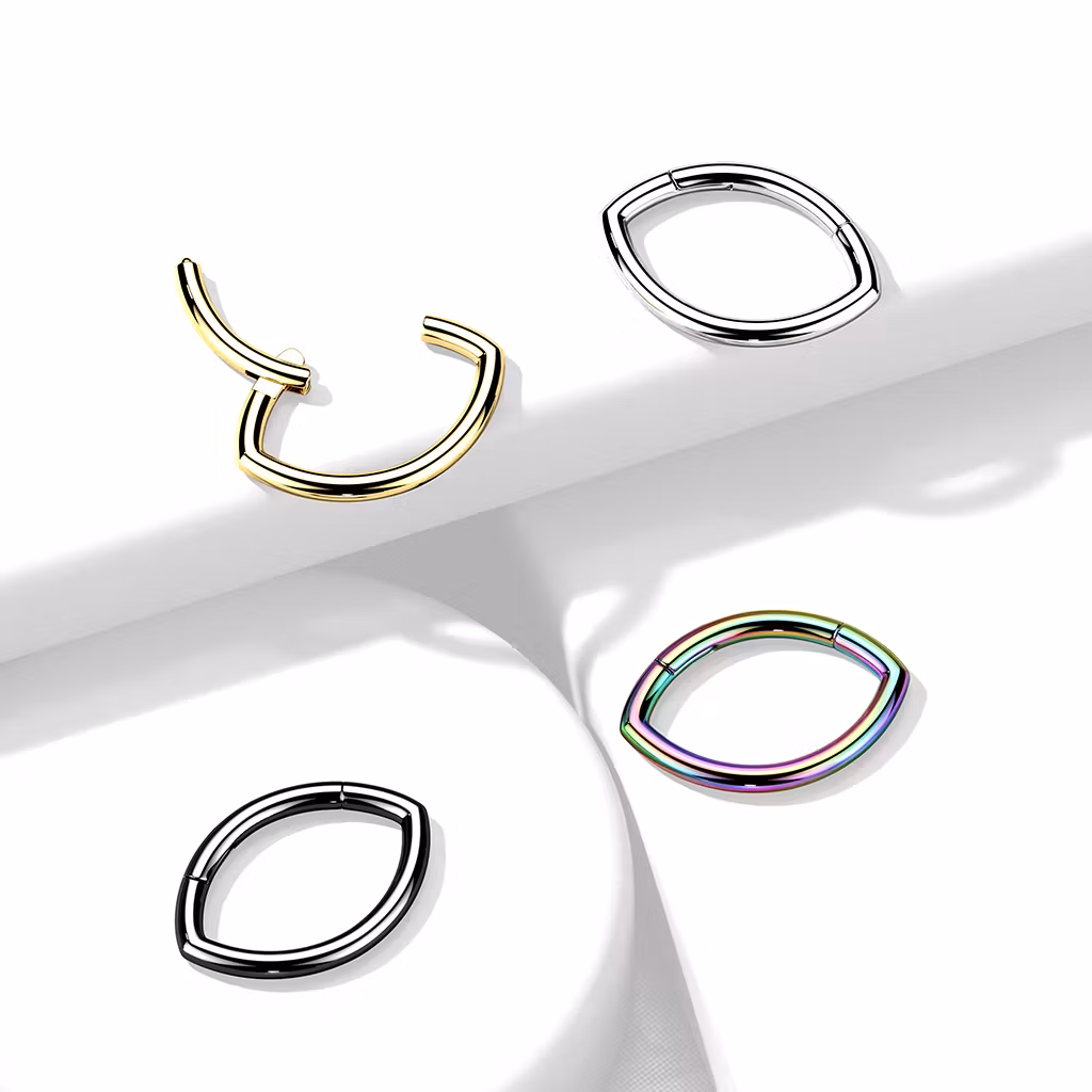 Segmentring i titanium med gångjärn - oval design