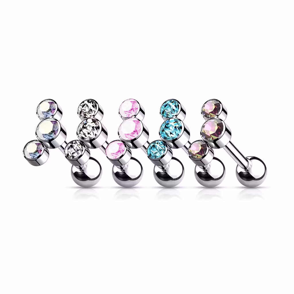 Titanium barbell 1.2mm - Topp med 3st cubic zirconia