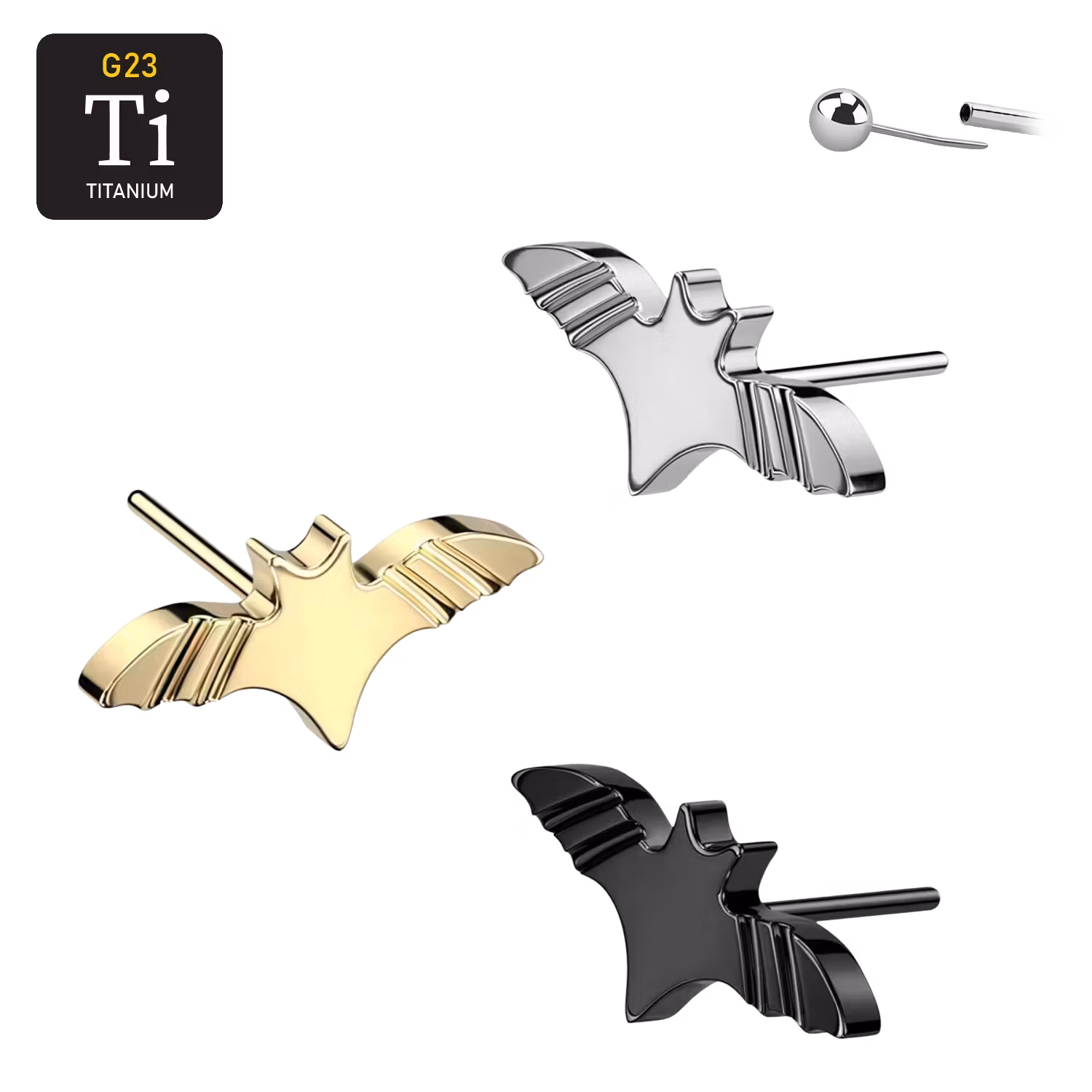 Threadless topp i titanium - Fladdermus