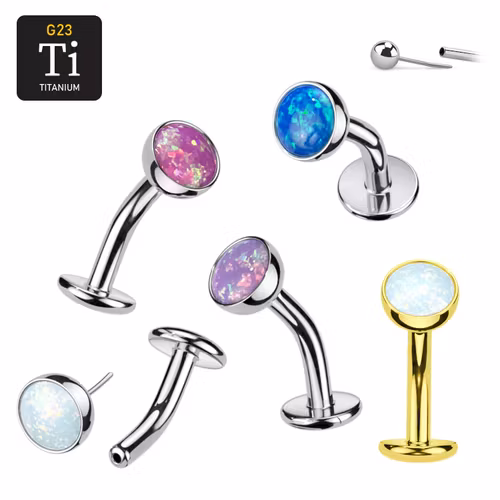 Threadless Navelsmycke i titanium Floating Navel - Topp med 5mm opalit