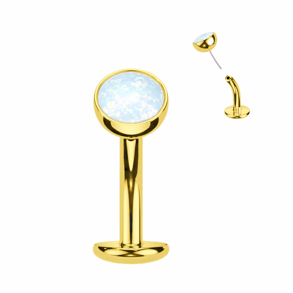 Threadless Navelsmycke i titanium Floating Navel - Topp med 5mm opalit