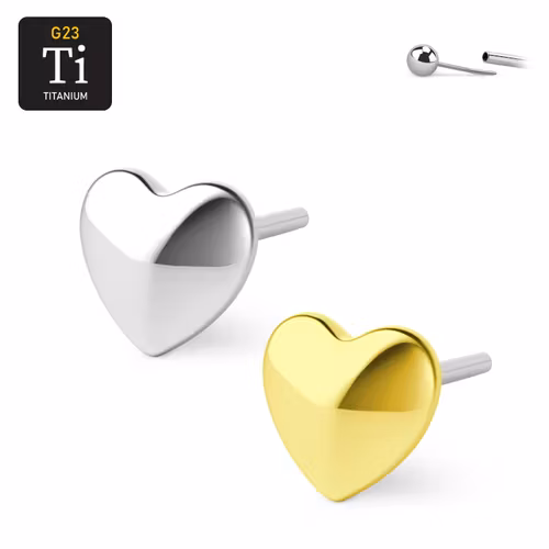 Threadless topp i titanium - Hjärta med rundade kanter