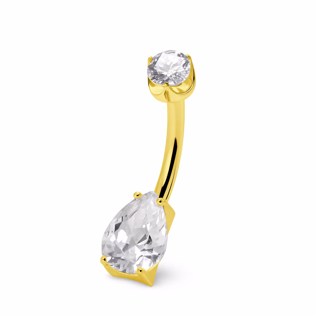 Navelsmycke i titanium - Droppformad cubic zirconia