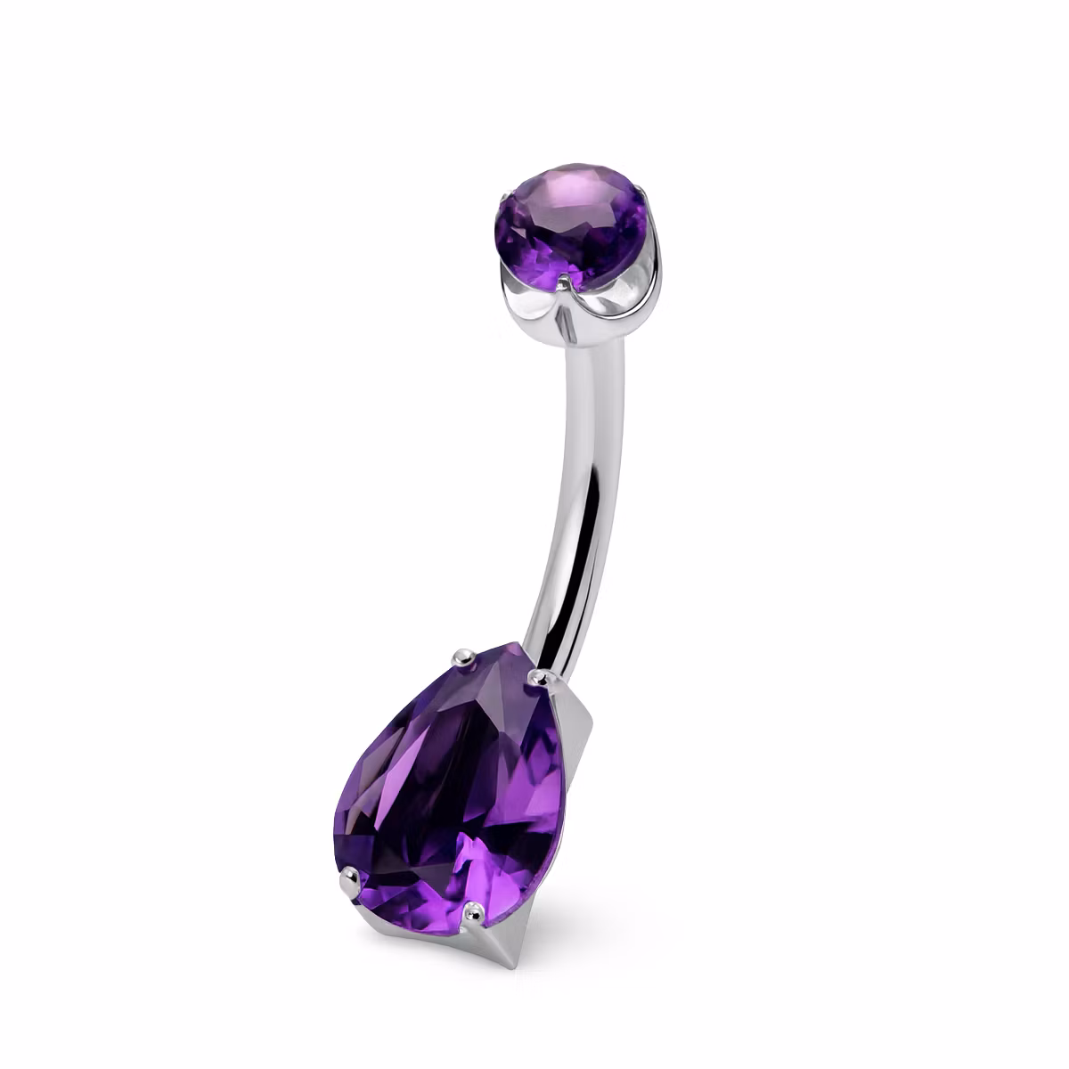 Navelsmycke i titanium - Droppformad cubic zirconia