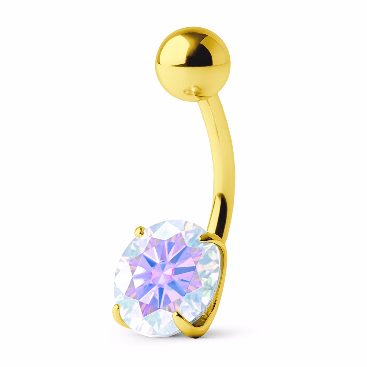 Navelsmycke i guldpläterad titanium med 8mm cubic zirconia