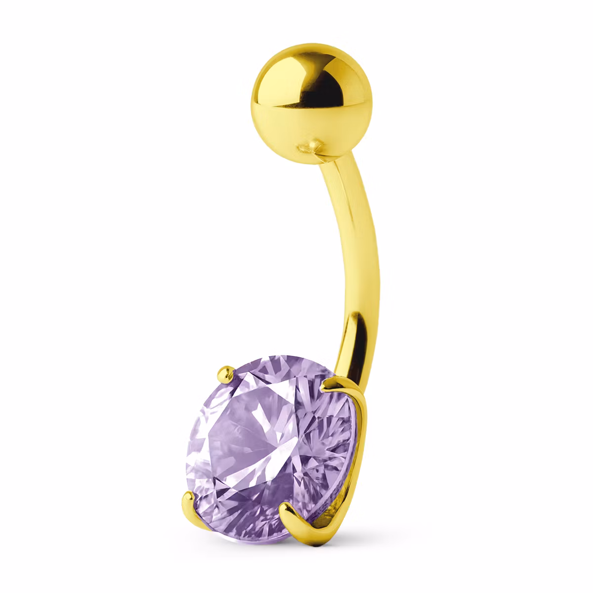 Navelsmycke i guldpläterad titanium med 8mm cubic zirconia