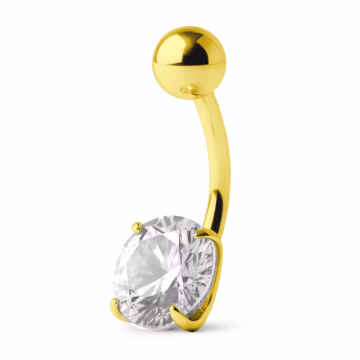 Navelsmycke i guldpläterad titanium med 8mm cubic zirconia