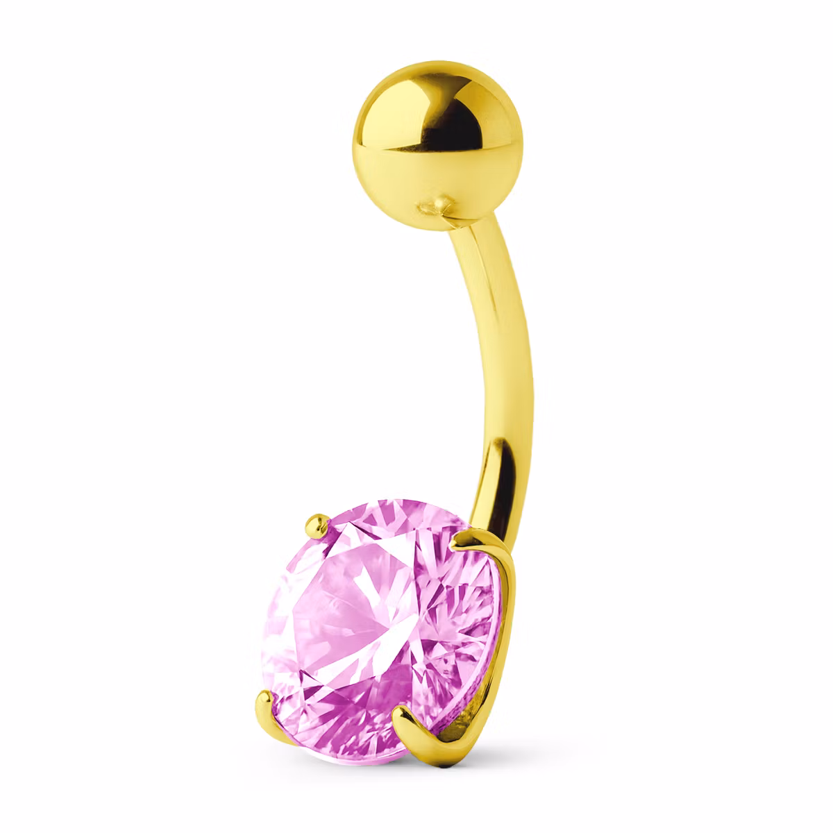 Navelsmycke i guldpläterad titanium med 8mm cubic zirconia