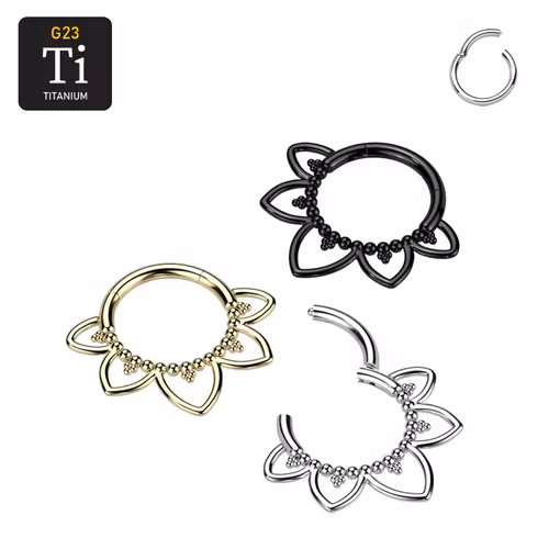 Segmentring i titanium med gångjärn 1.2mm med filigran