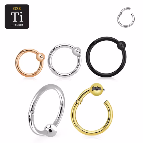 Titanium ring 1.2mm med gångjärn och 3mm kula