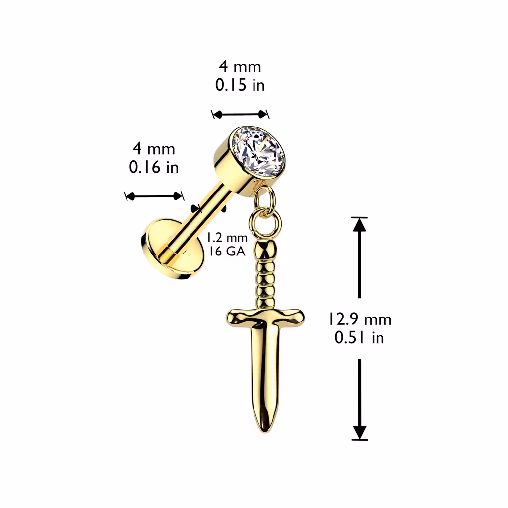 Labret i titanium - Dolk i hänge