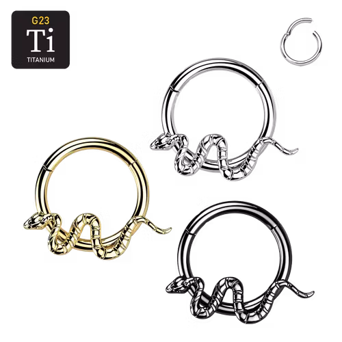 Titanium ring med gångjärn - Slingrande orm