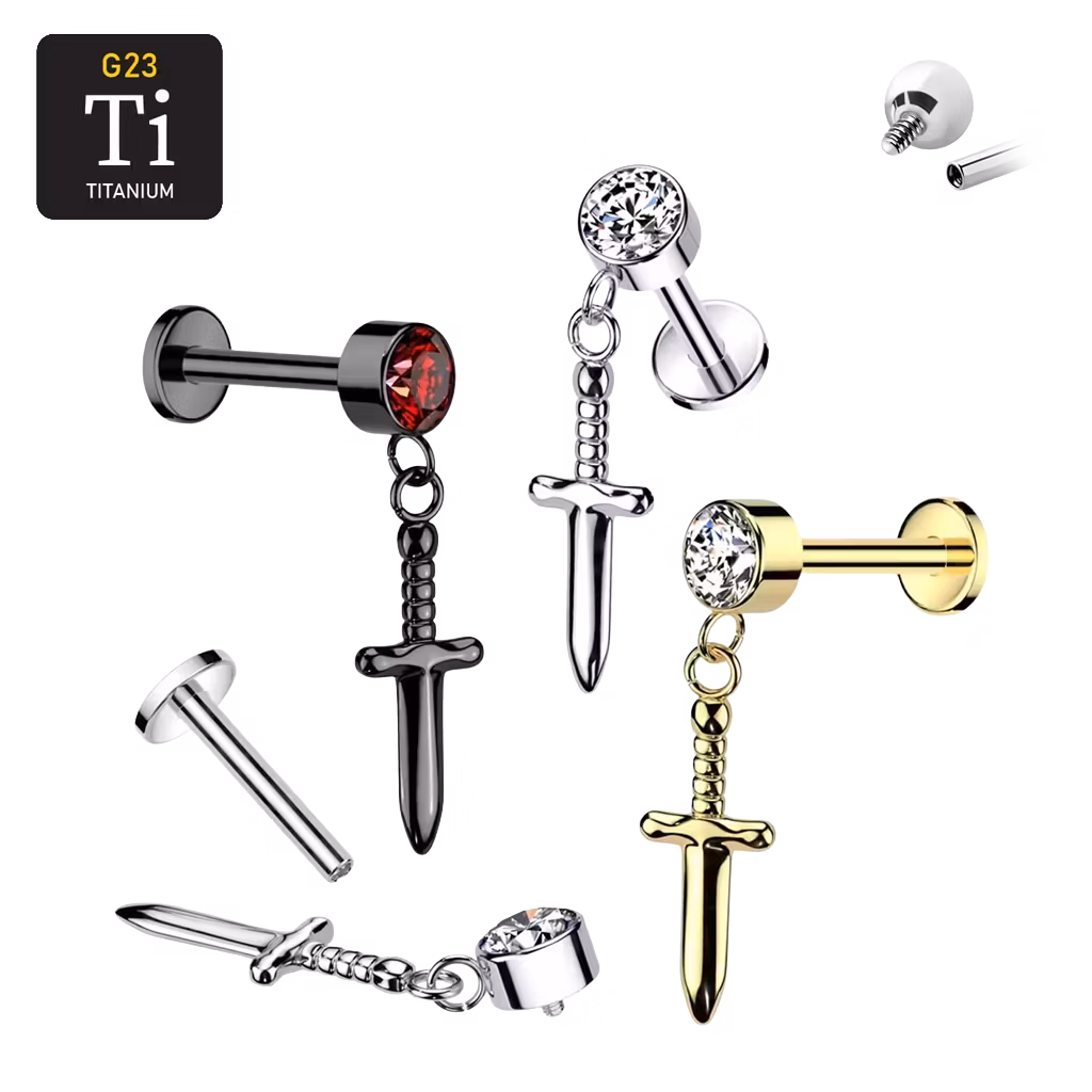 Labret i titanium - Dolk i hänge