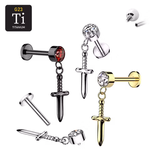 Labret i titanium - Dolk i hänge
