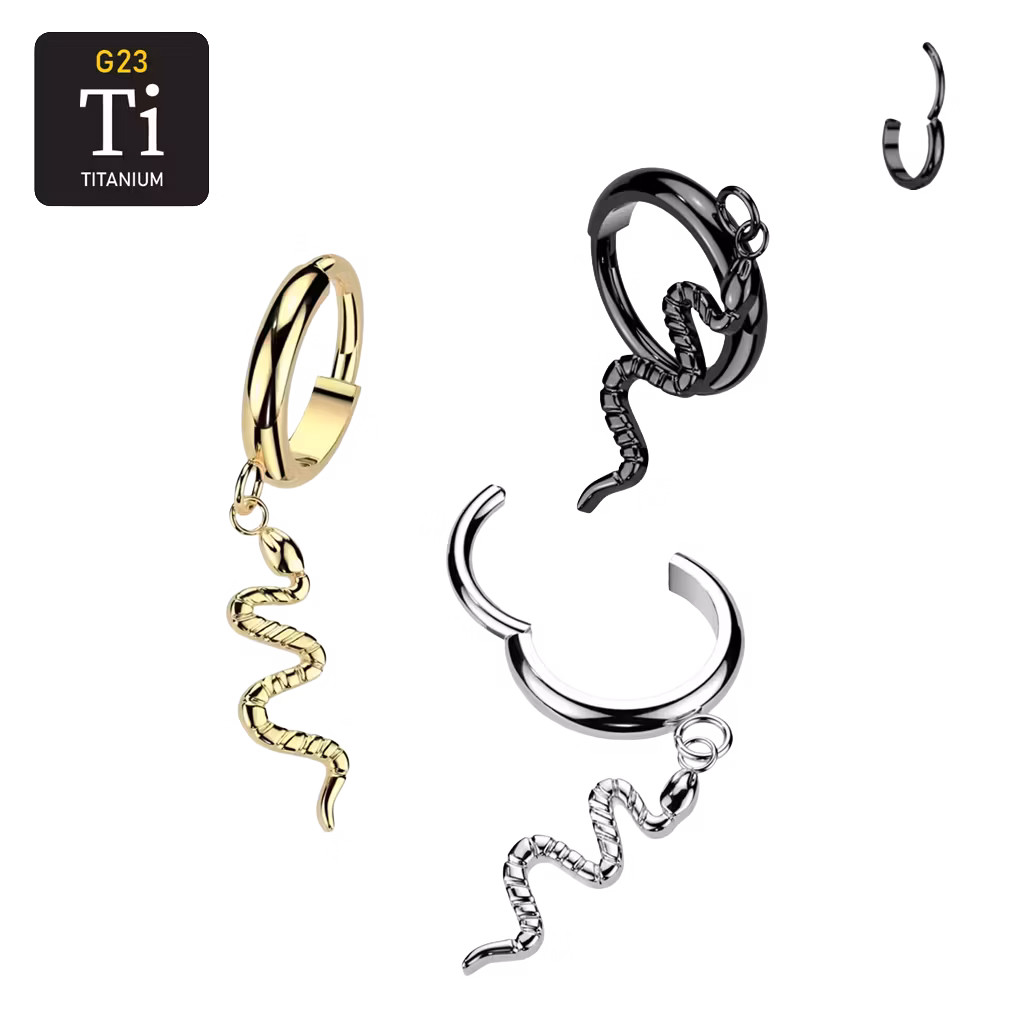 Titanium ring med gångjärn - Slingrande orm i hänge
