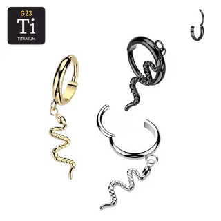 Titanium ring med gångjärn - Slingrande orm i hänge