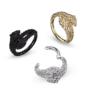 Clicker ring i kirurgiskt stål - dubbla ormar