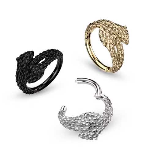 Clicker ring i kirurgiskt stål - dubbla ormar