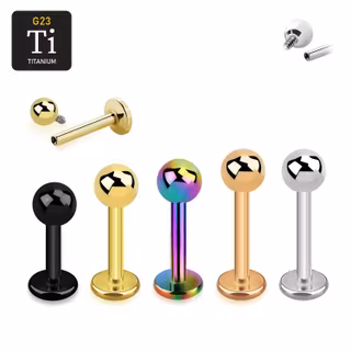 Titanium labret invändigt gängad 1.6mm med 4mm kula