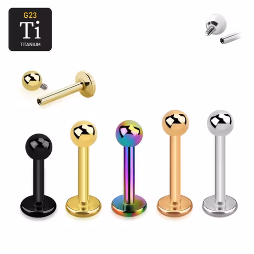 Titanium labret invändigt gängad 1.6mm med 3mm kula