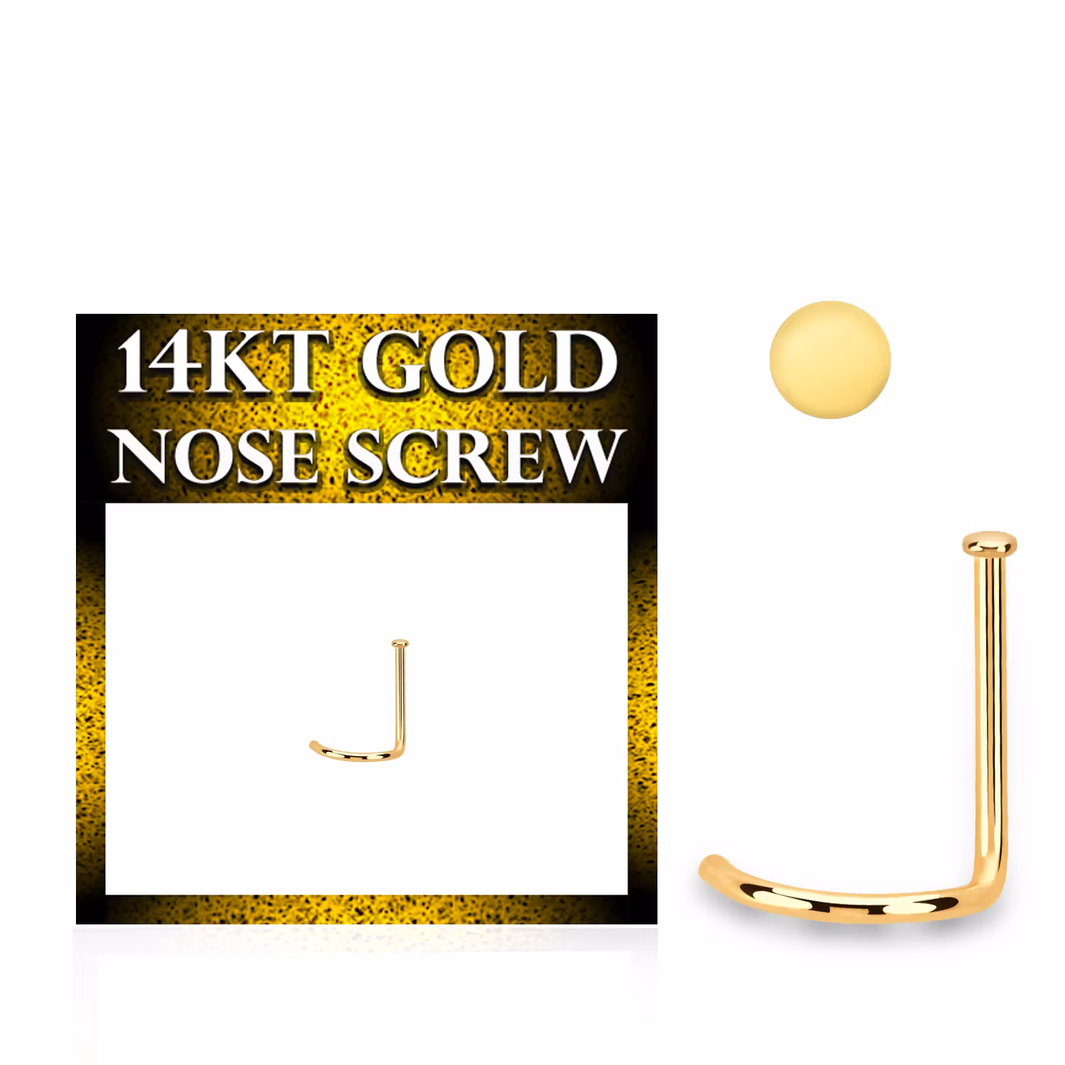 Nässmycke "nose screw" äkta 14 karat guld - 1mm platt topp