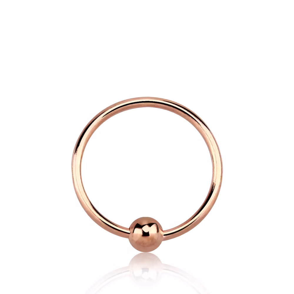 Näsring med kula 0.6mm Roséguldpläterad 925-silver (8mm)