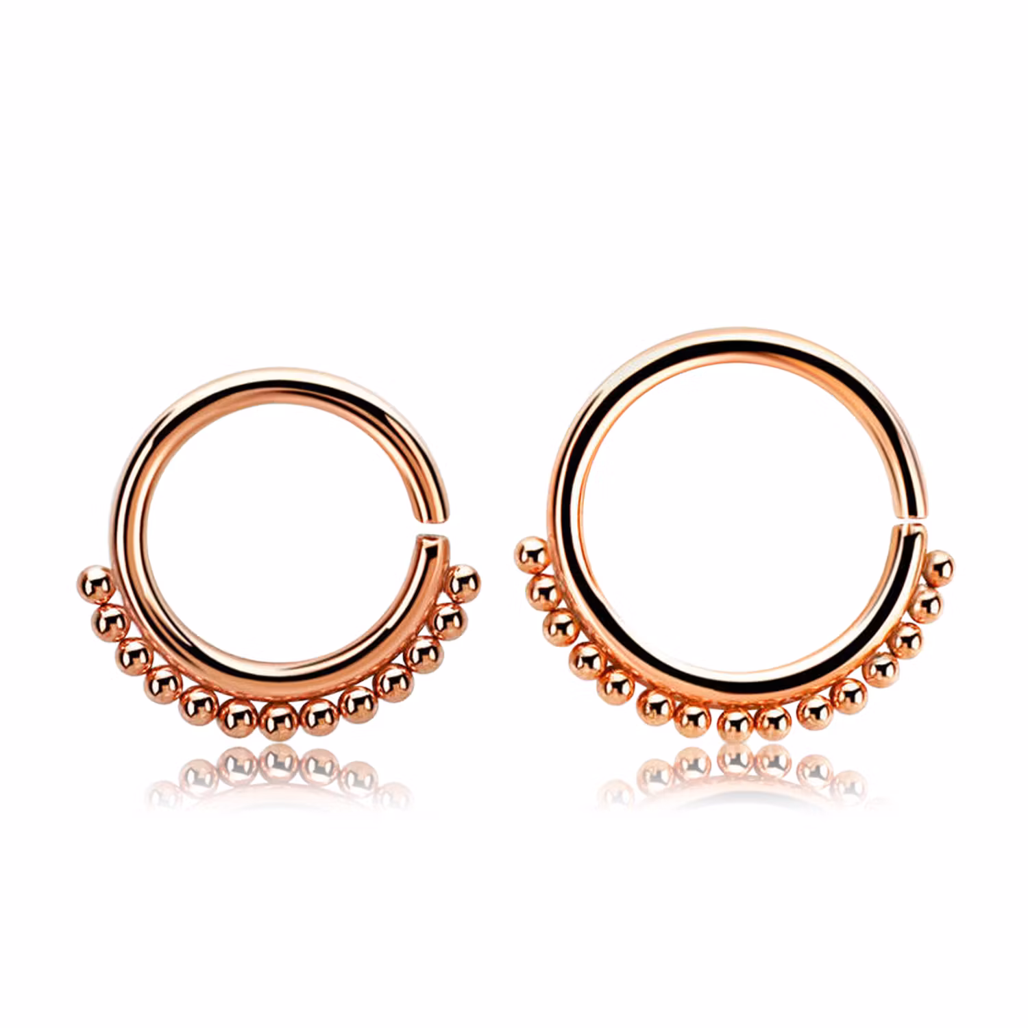 Septumring - sömlös ring 1.2mm roséguld med små kulor