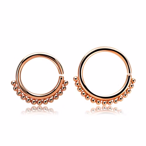 Septumring - sömlös ring 1.2mm roséguld med små kulor