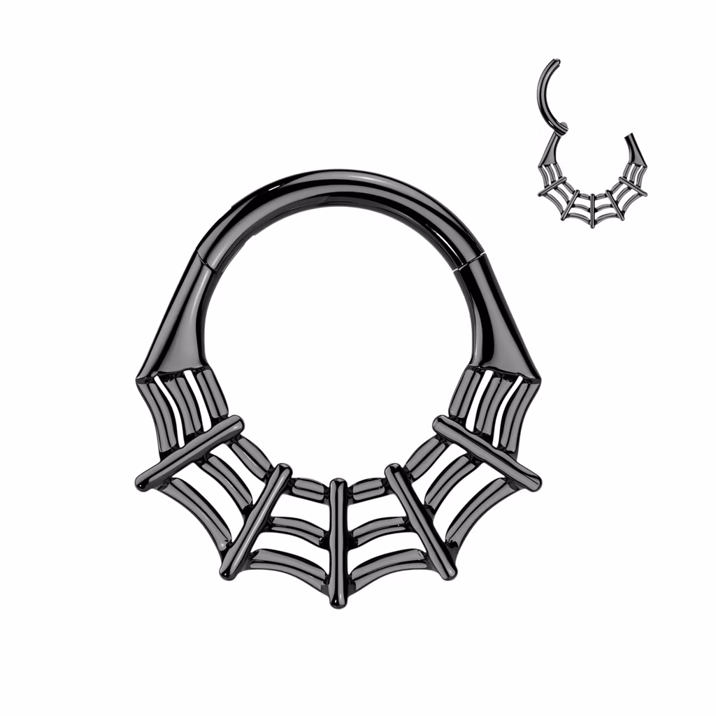 Titanium ring med gångjärn - Spindelnät