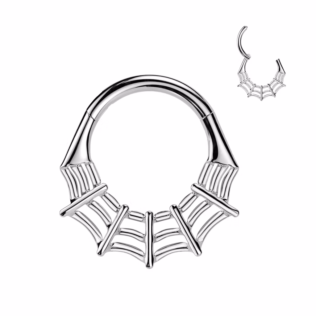 Titanium ring med gångjärn - Spindelnät