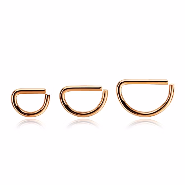 Roséguldpläterad D-formad sömlös ring 1.2mm