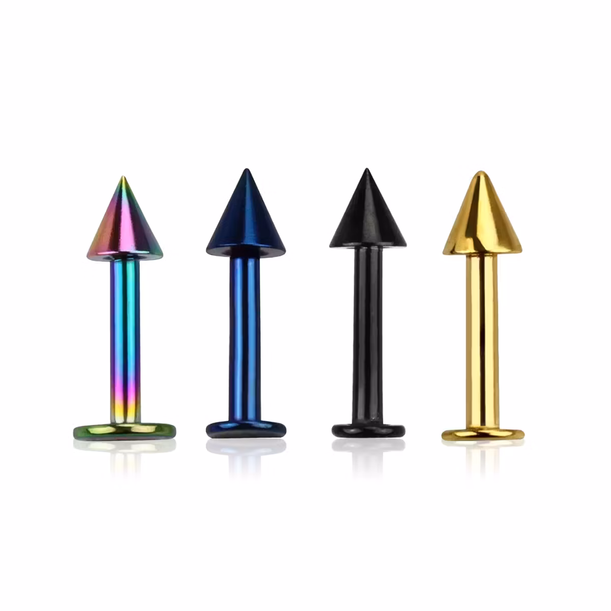 Labret i PVD-pläterad kirurgiskt stål 1.6mm med 4mm kon