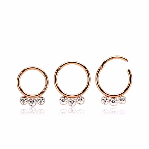 Segmentring roséguld 1.2mm med gångjärn och 3st stora crystals