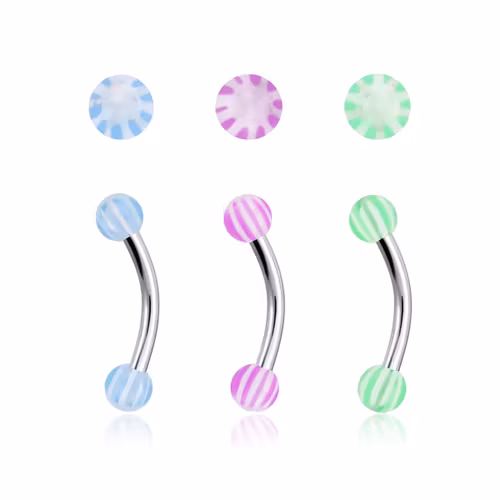 Banana ögonbryn 1.2mm med stjärnmönstrade 3mm kulor