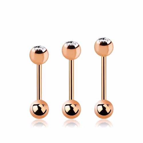 Barbell / tungstav 1.6mm roséguld med 6mm crystalkula