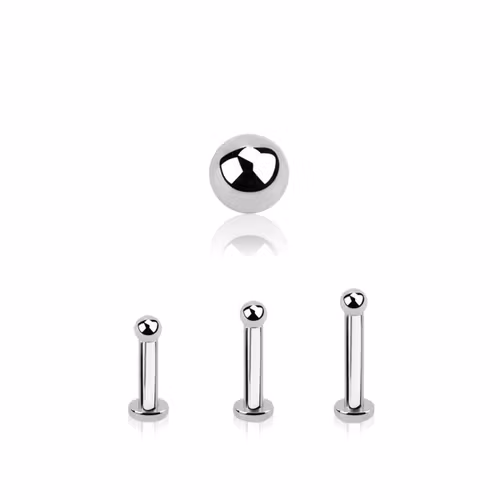 Tragus labret 1.2mm med extra liten platta och 2mm kula