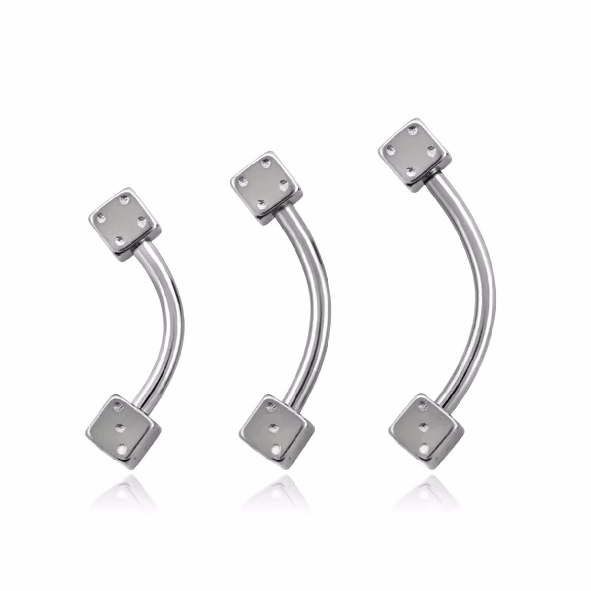 Banana utvändigt gängad 1.2mm i kirurgiskt stål med 3mm tärningar