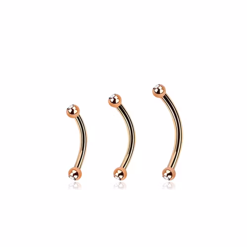 PVD-Pläterad 1.2mm banana med 2.5mm kula med klar crystal