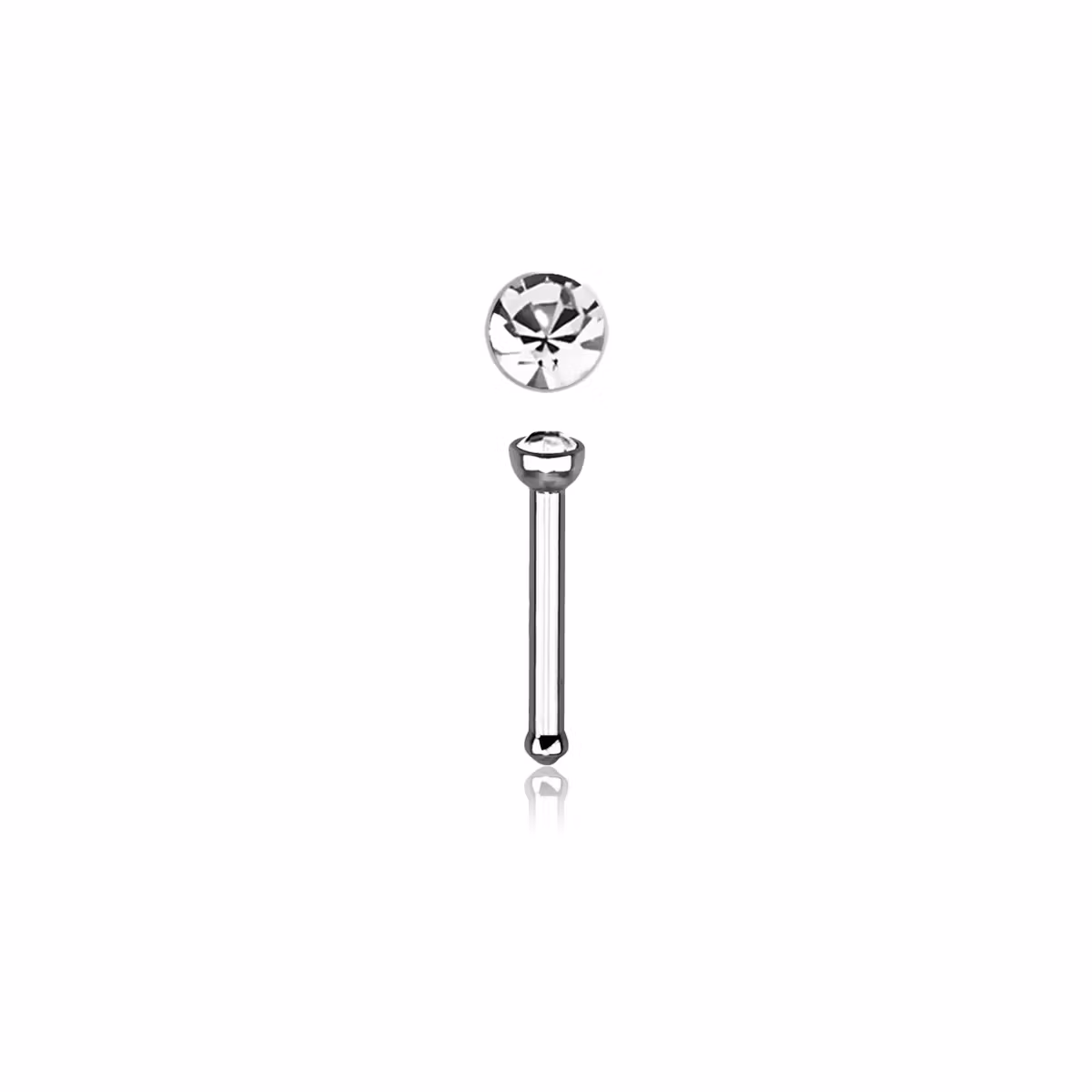 Näspin "Nose Bone" 0.8mm med 2mm klar crystal