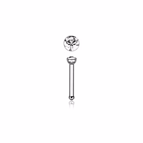 Näspin "Nose Bone" 0.8mm med 2mm klar crystal