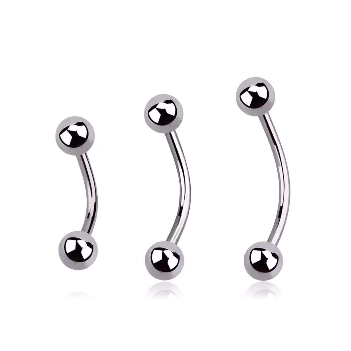 Banana / böjd stav i kirurgiskt stål - utvändigt gängad 0.8mm med 3mm kula