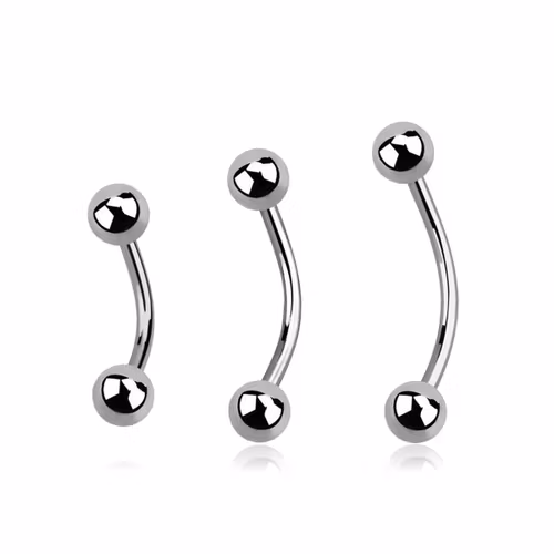 Banana / böjd stav i kirurgiskt stål - utvändigt gängad 0.8mm med 3mm kula