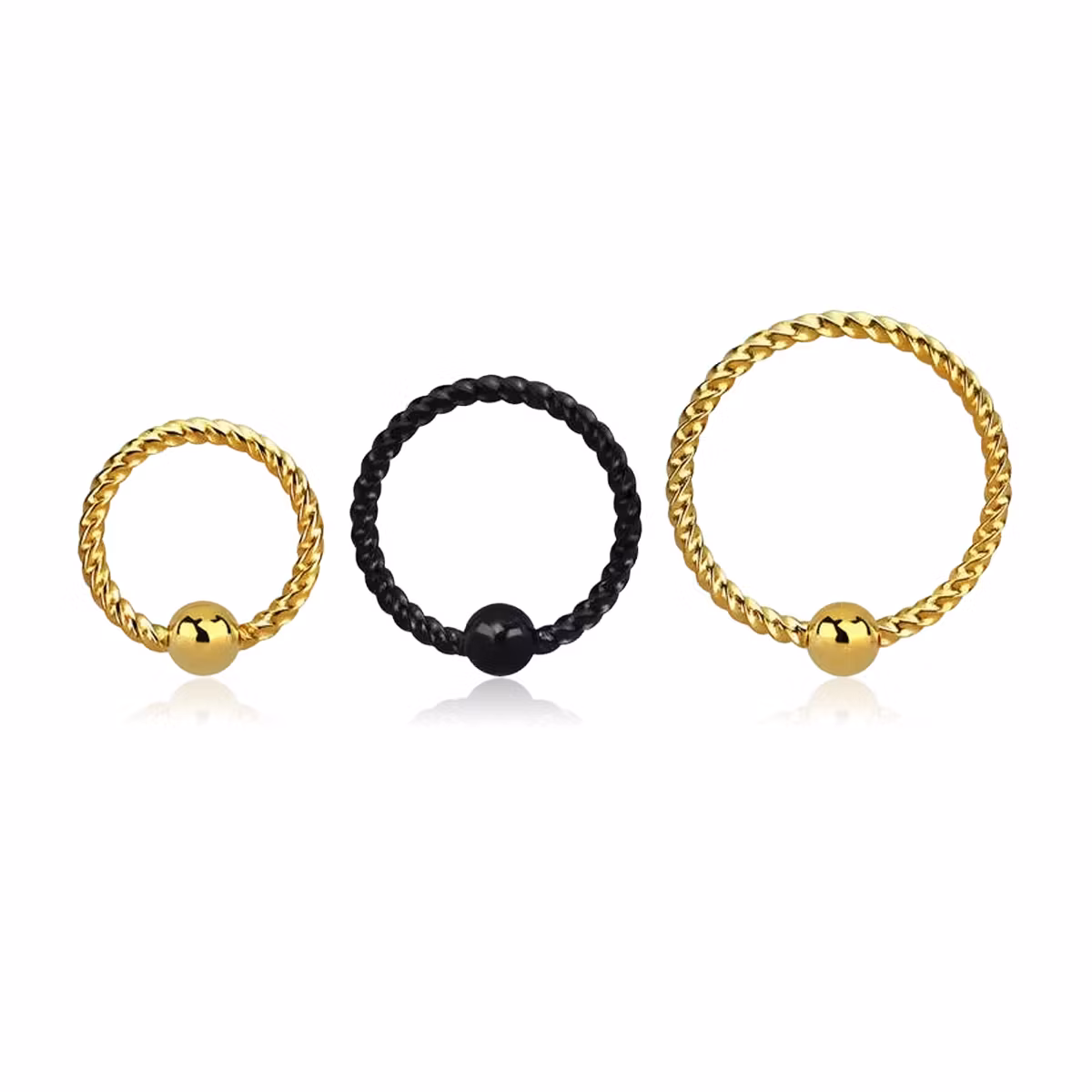 Öppen PVD-Pläterad BCR 0.8mm med twistad design och fixerad 2.5mm kula