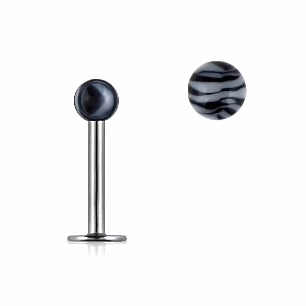 Labret / Monroe 1.2mm med 3mm zebrakula (8mm)